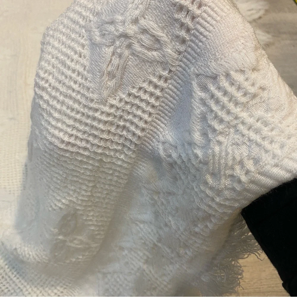 Gorgeous Hand knit White Throw Blanket or Baby Blanket - Square  40in